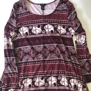 Long sleeve mini dress.